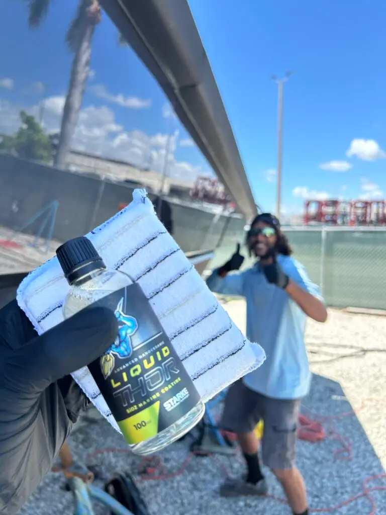 Polished yacht surface after ceramic coating